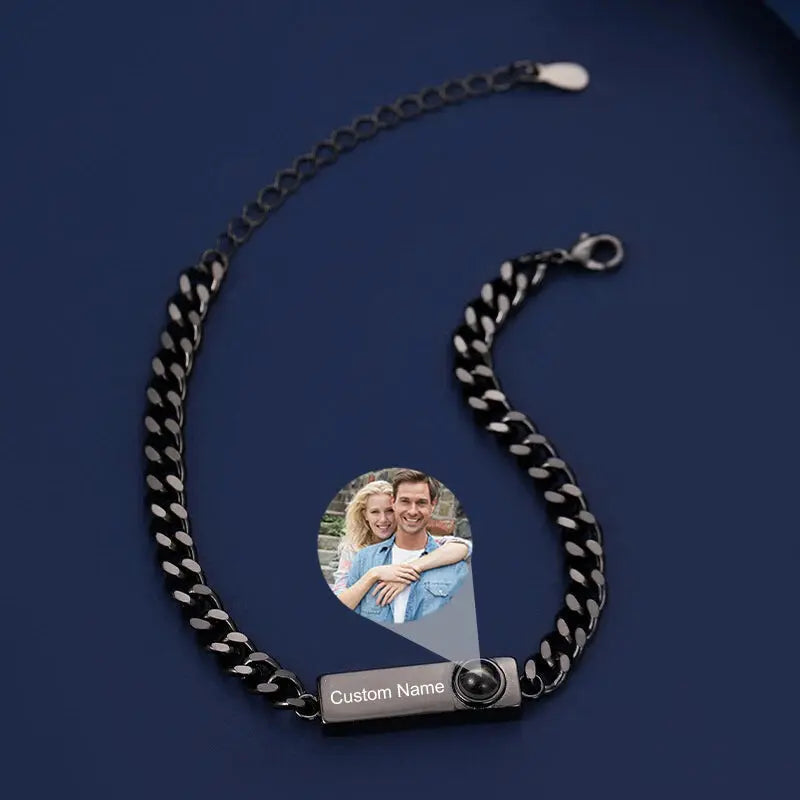 Bracelet avec Prénom pour Homme Noir