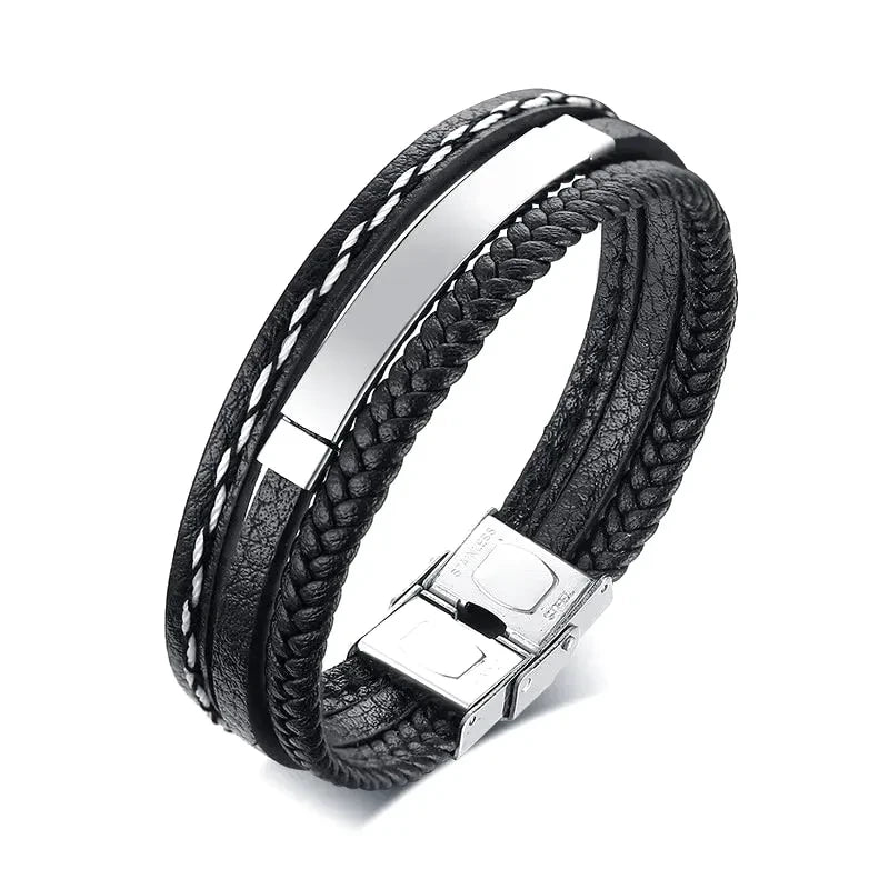Bracelet Cuir Personnalisé Homme Argent