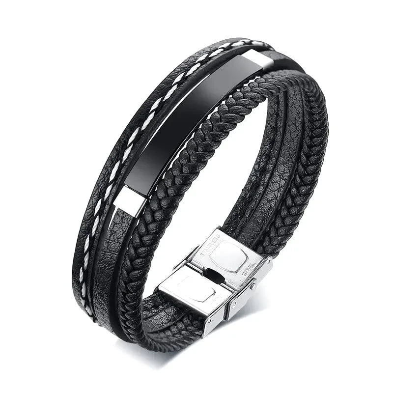 Bracelet Cuir Personnalisé Homme Noir