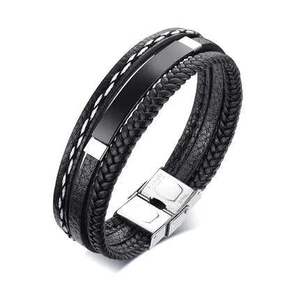 Bracelet Cuir Personnalisé Homme - Noir