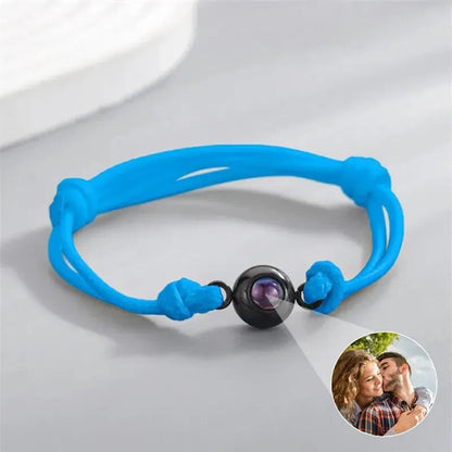 Bracelet de Projection Photo Personnalisé - Bleu / Or