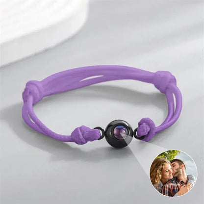Bracelet de Projection Photo Personnalisé - Violet / Or