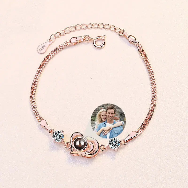 Bracelet en Coeur Photo Or Rose