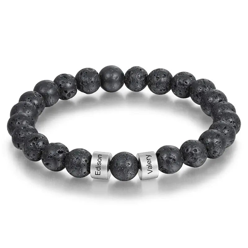 Bracelet Homme Prénom Famille Lave