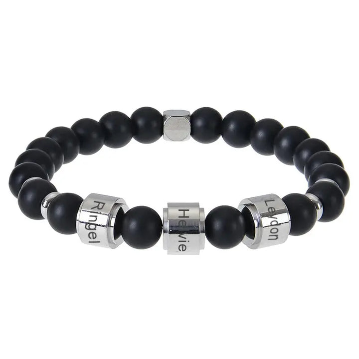 Bracelet Homme Prénom Famille Noir mat