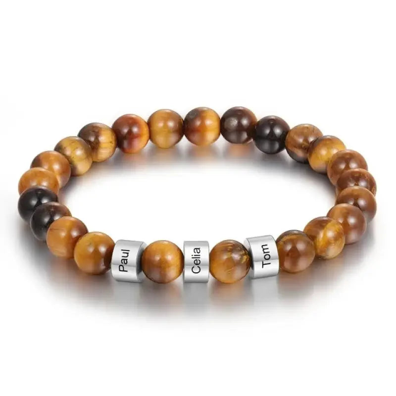 Bracelet Homme Prénom Famille Œil de tigre