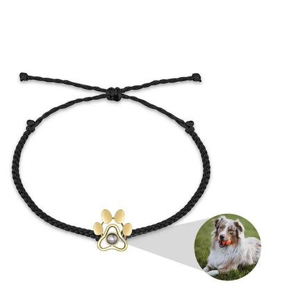 Bracelet Patte de Chien avec Photo - Noir / Or / Argent 925