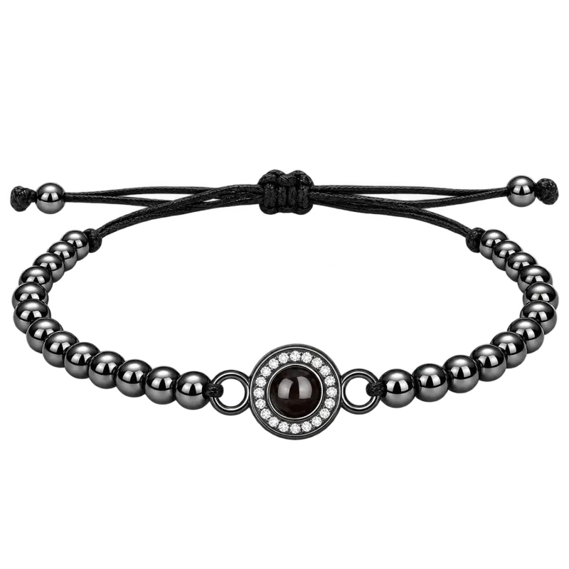 Bracelet Perle avec Photo Noir