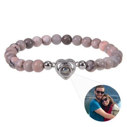 Bracelet Perle Photo - Pierre rose