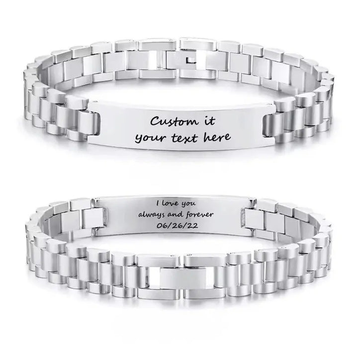 Bracelet Personnalisé Homme Acier Inoxydable Argent