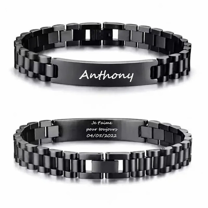 Bracelet Personnalisé Homme Acier Inoxydable Noir