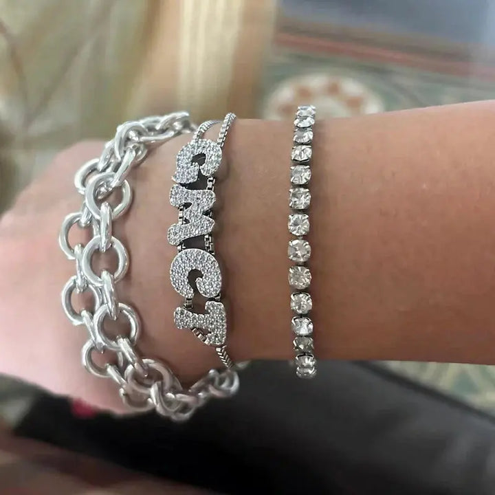 Bracelet Personnalisé Prénom Diamant Argent