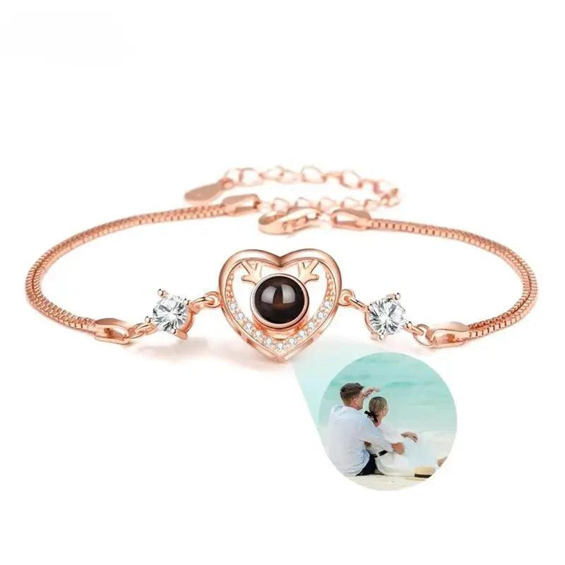Bracelet Photo Dedans Or Rose