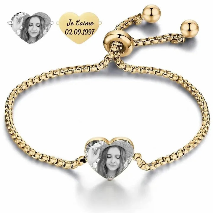 Bracelet Photo Gravée Or