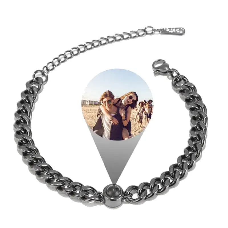 Bracelet Personnalisé Homme Avec Photo Projetée - En Bois Naturel (palissandre, Cyprès...) - Ajustable, Cadeau Pour Papa, Couple - 6