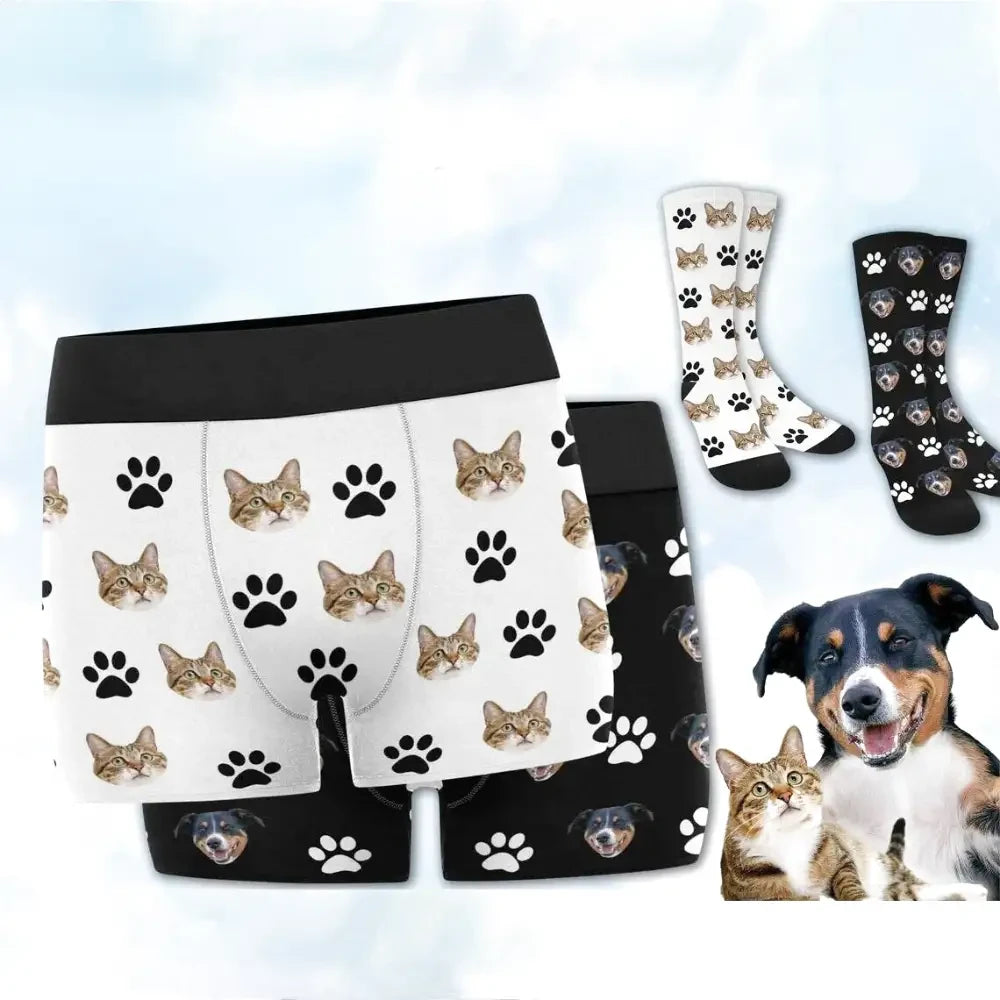 Ensemble Caleçon + Chaussettes De Noël Pour Homme | Boxer Personnalisé Motifs Festifs | Cadeau Saint-Valentin Ou Noël Pour Petit Ami - 6
