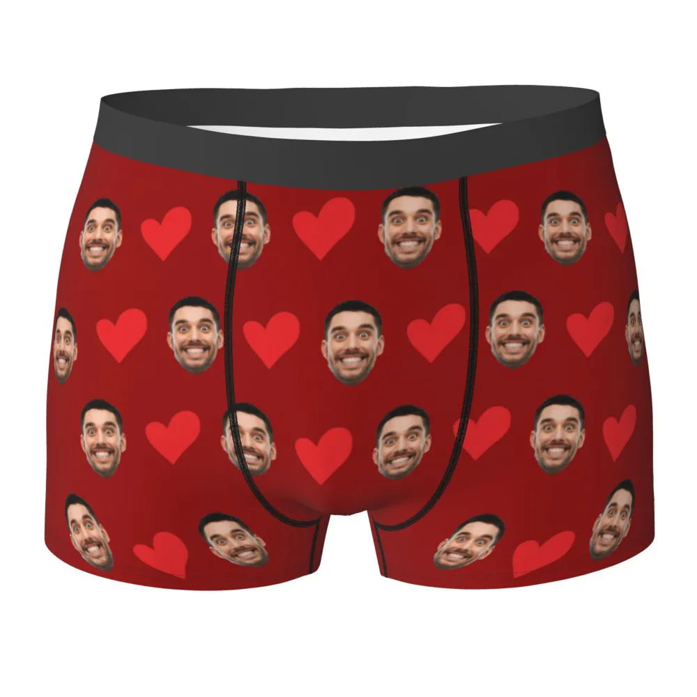 Caleçon Personnalisé Visage - Rouge / XXL