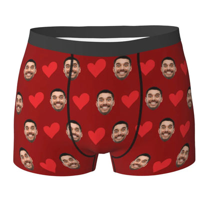 Caleçon Personnalisé Visage - Rouge / XXL
