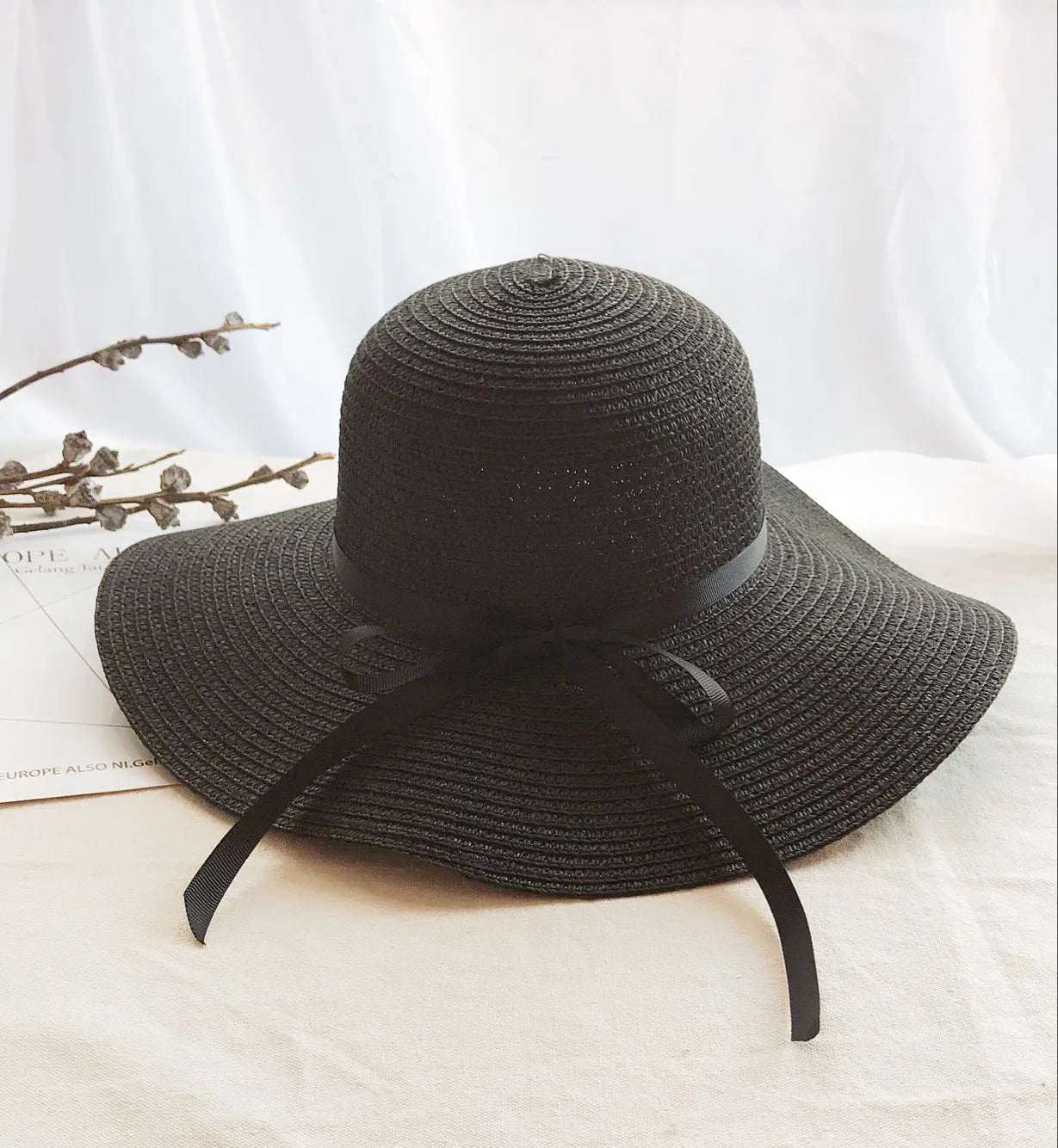 Chapeau de Paille Personnalisé Mariage Noir