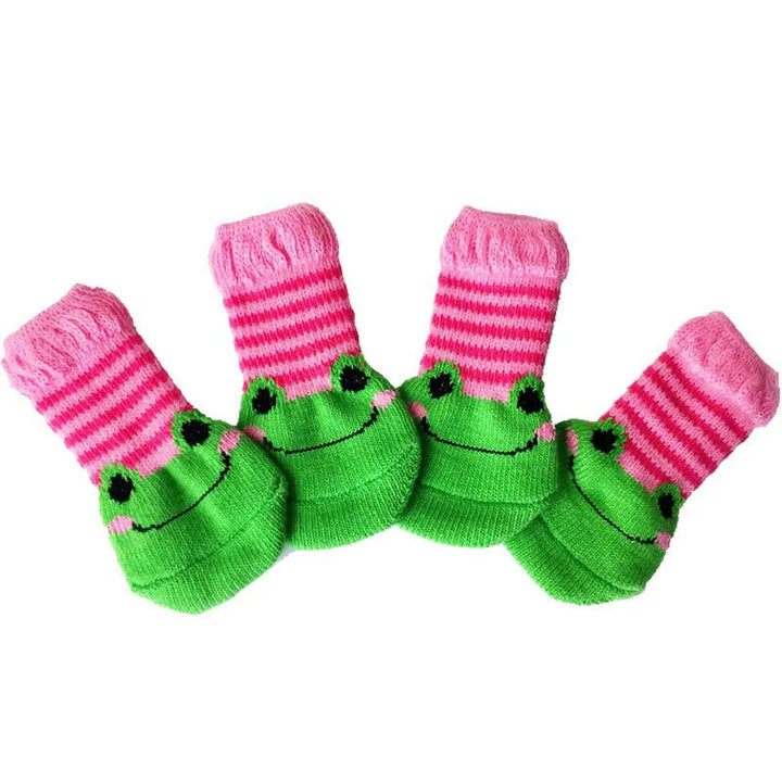 Chaussettes Antidérapantes Chien Vert et rose