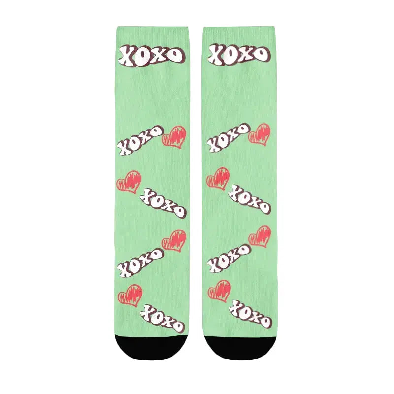 Chaussettes Personnalisées Bisous Vert Clair
