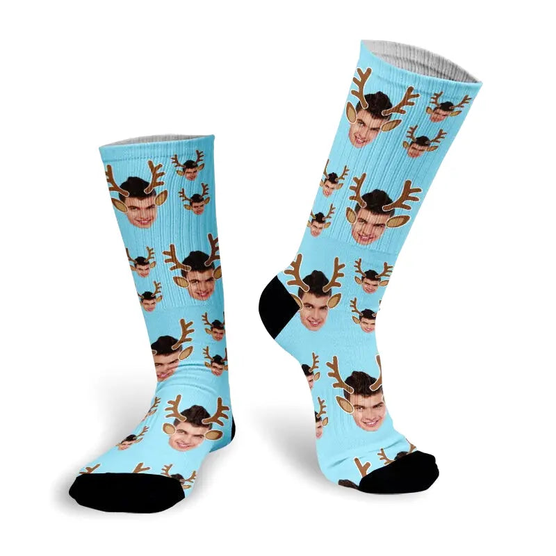 Chaussettes Personnalisées de Noël Bleu Ciel