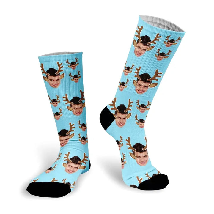 Chaussettes Personnalisées de Noël Bleu Ciel