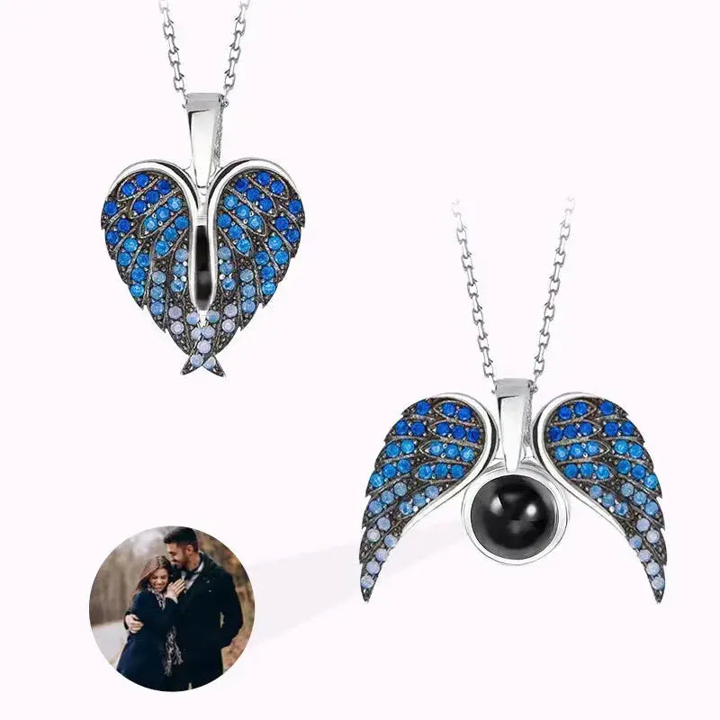 Collier Ailes d'Ange Photo Bleu