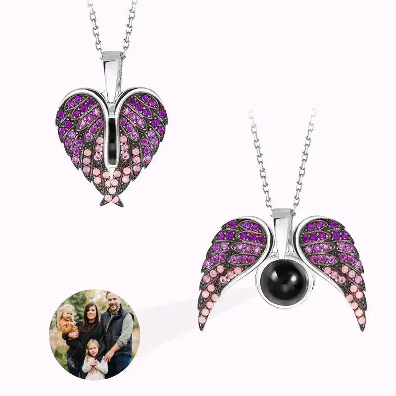 Collier Ailes d'Ange Photo Violet