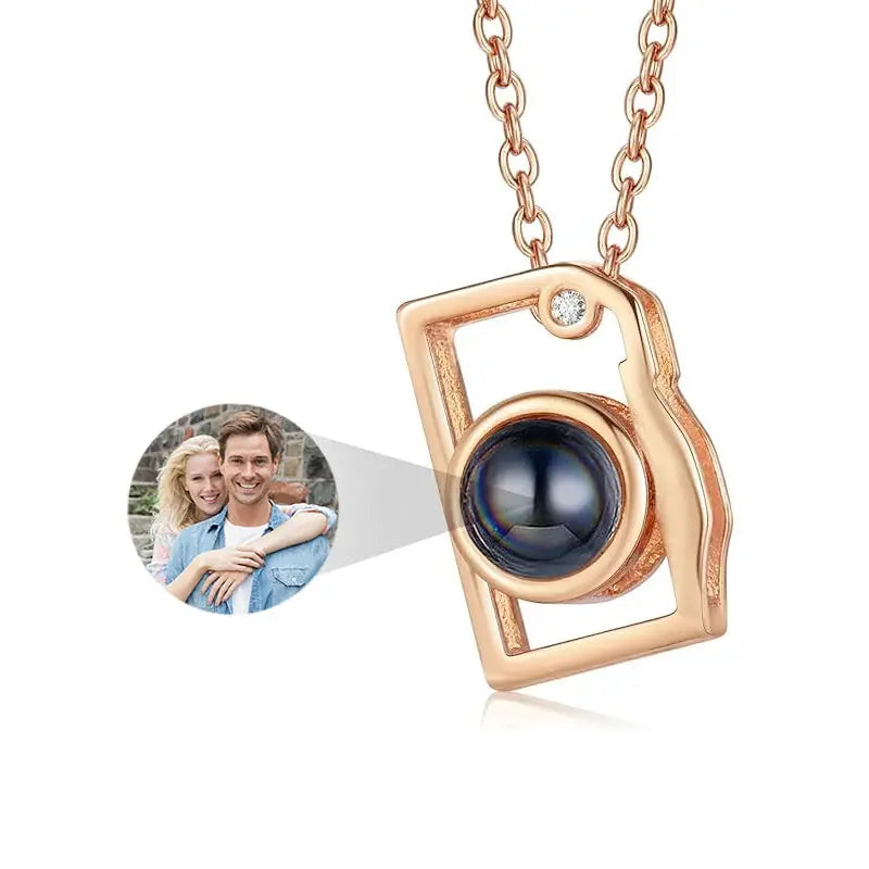 Collier Appareil Photo Personnalisé Or Rose