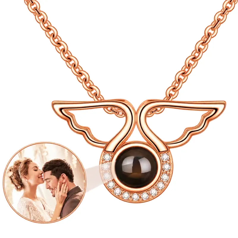 Collier avec Photo Projection Or Rose