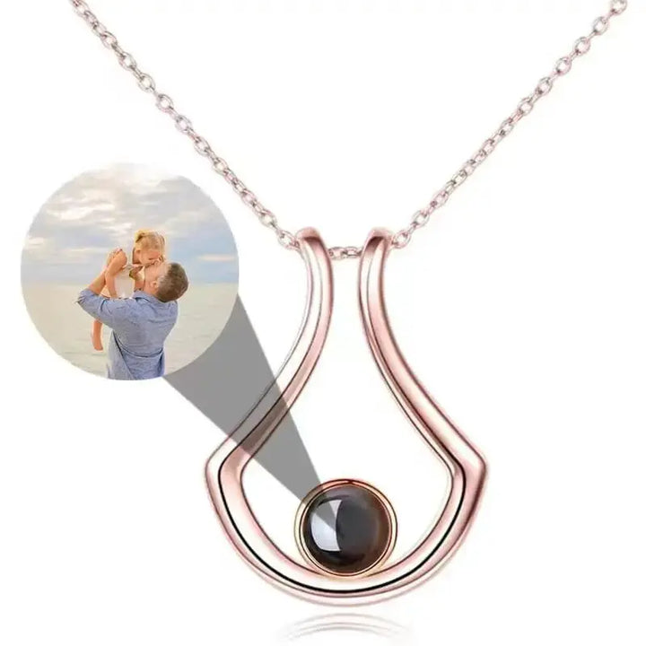 Collier avec Projection Photo Or Rose