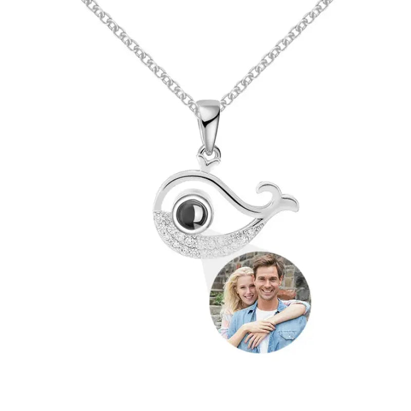 Collier Baleine Personnalisé Photo Argent