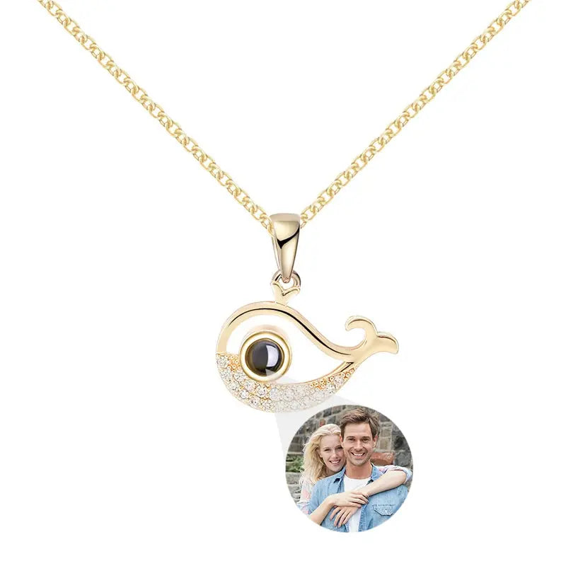 Collier Baleine Personnalisé Photo Or