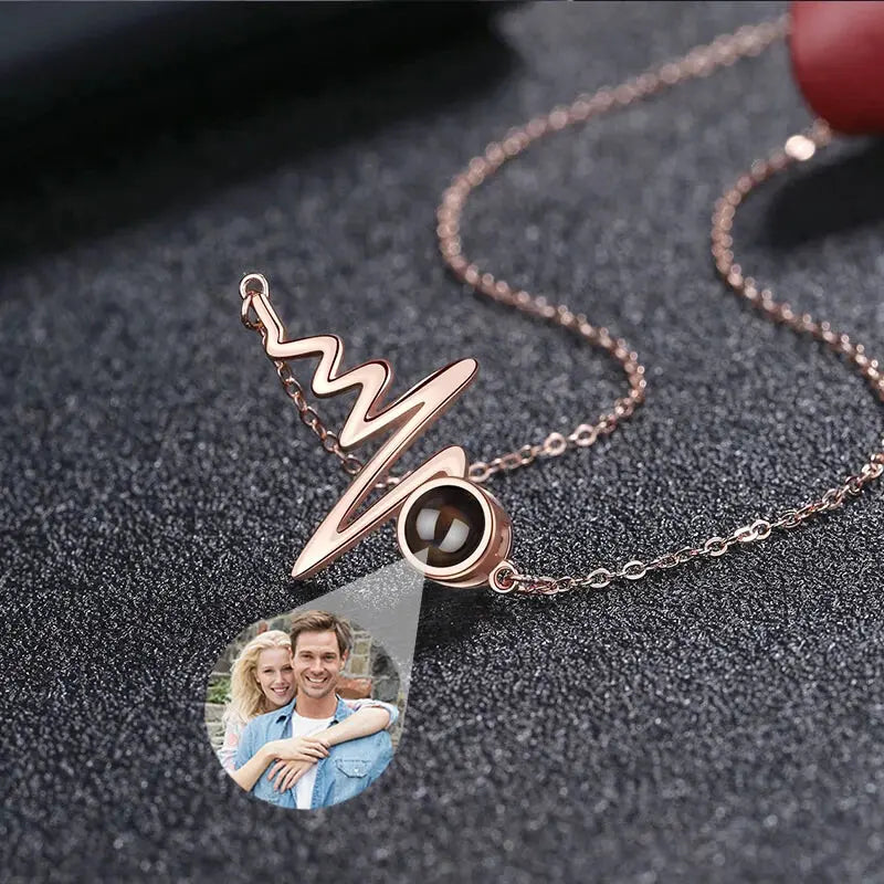 Collier Battement de Cœur avec Photo Or Rose