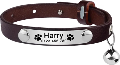 Collier Chat Cuir Personnalisable - Collier Chat Cuir Personnalisable