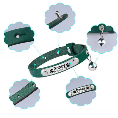 Collier Chat Cuir Personnalisable - Collier Chat Cuir Personnalisable