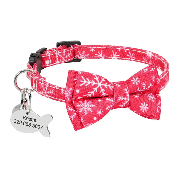 Collier Chat Médaille Gravée Flocon