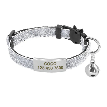 Collier Chat Personnalisable Anti étranglement - Argent