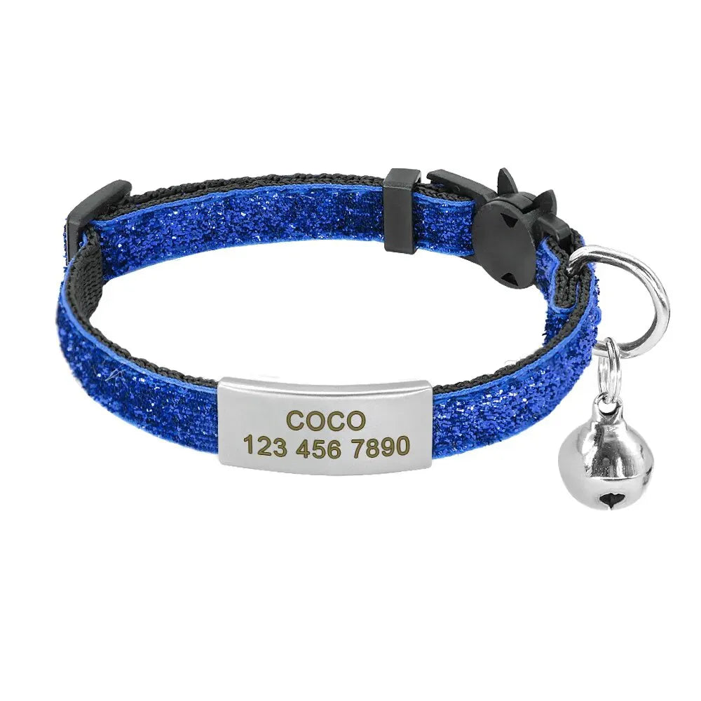 Collier Chat Personnalisable Anti étranglement Bleu