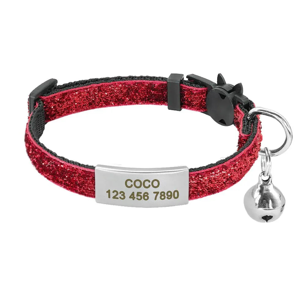 Collier Chat Personnalisable Anti étranglement Rouge