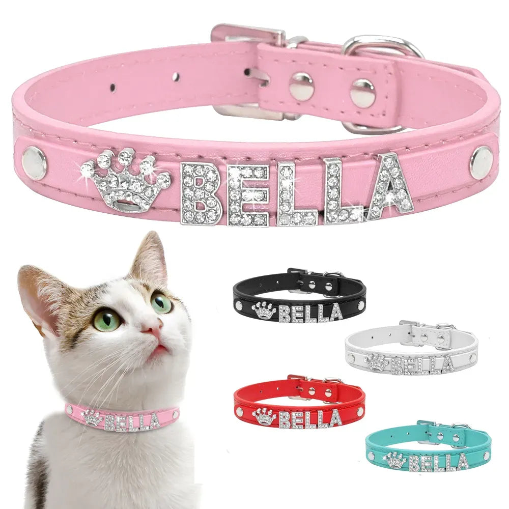 Collier Chat Strass Personnalisable