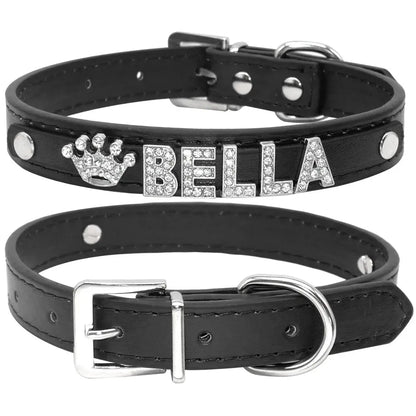 Collier Chat Strass Personnalisable - Noir / L