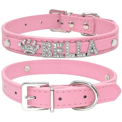 Collier Chat Strass Personnalisable - Rose / L