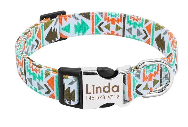 Collier Chien Personnalisé Prénom Motif Aztèque