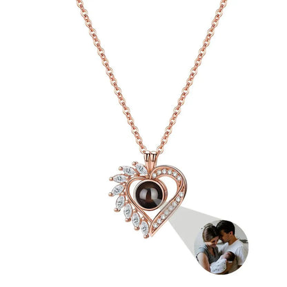 Collier Cœur avec Photo - Or Rose