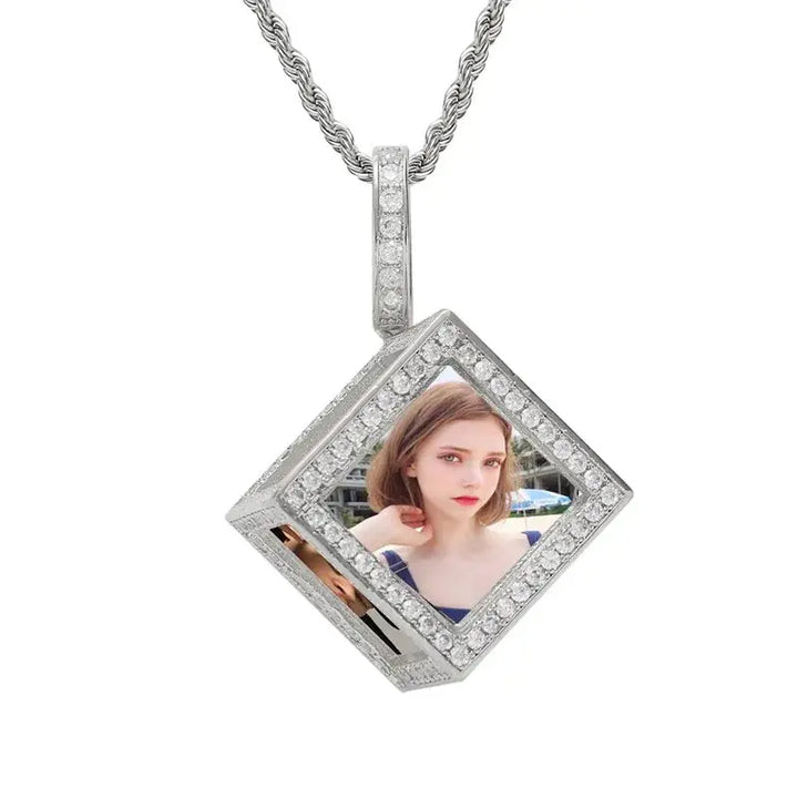 Collier Cube avec Photos Argent