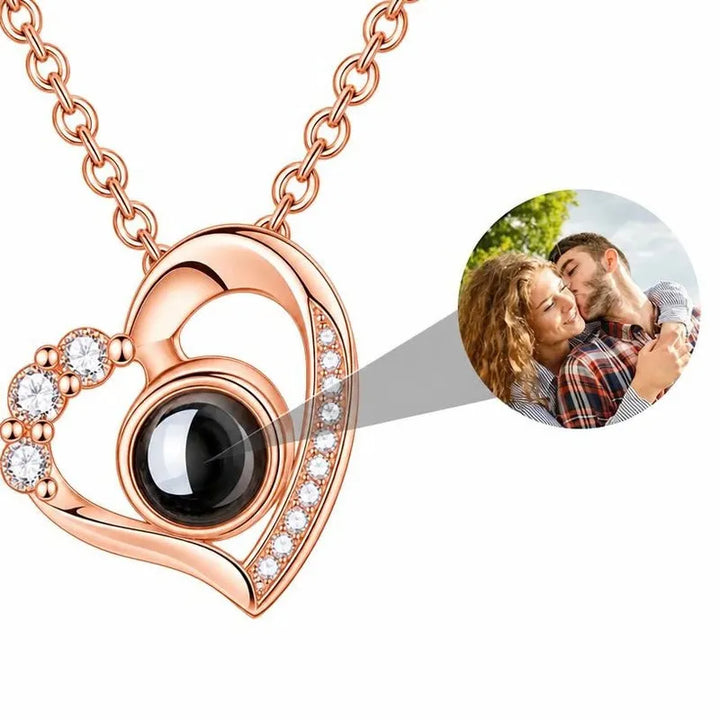 Collier en Coeur avec Photo Or Rose