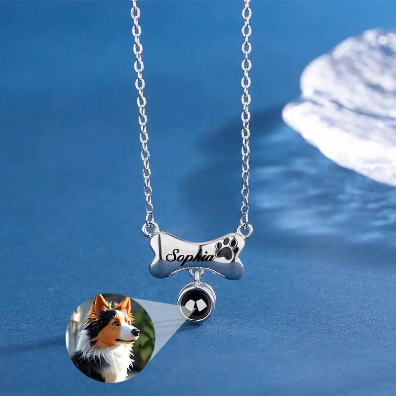 Collier Gravure Photo Chien Argent