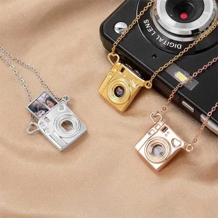 Collier Pendentif Appareil Photo Personnalisé Or